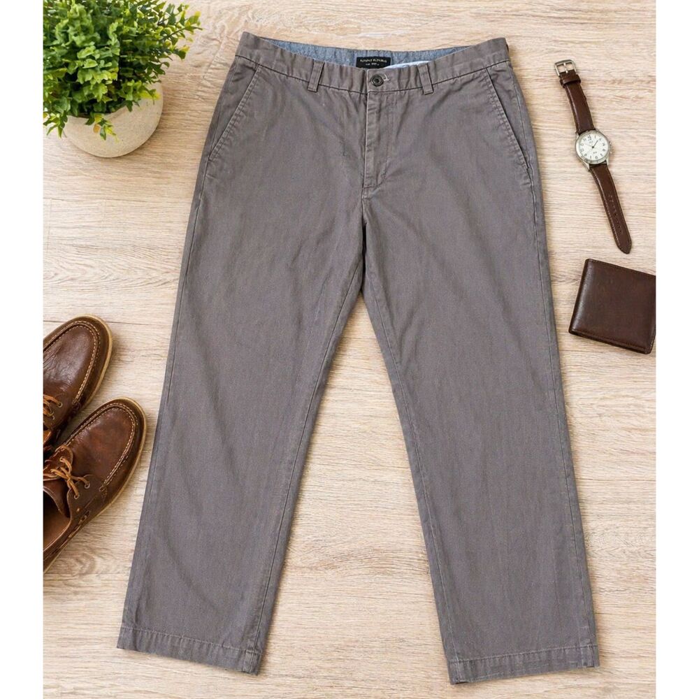 Banana Republic Mens Pants 37X30 Gray Aiden Chino Straight Flat Front (546)